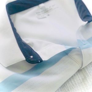 NIKE GOLF | L | Men’s Dri-Fit White Light Blue Striped Athletic Polo Sport Shirt